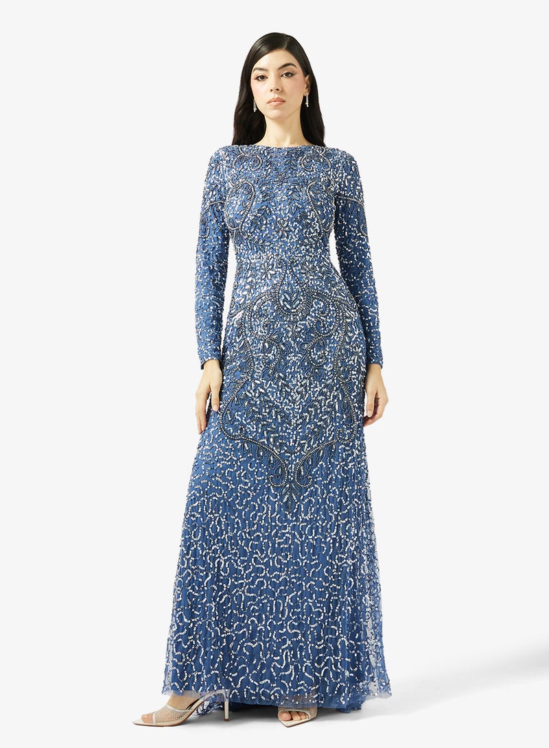 MARYISA High Neck Sequin Maxi Dress - Image 1